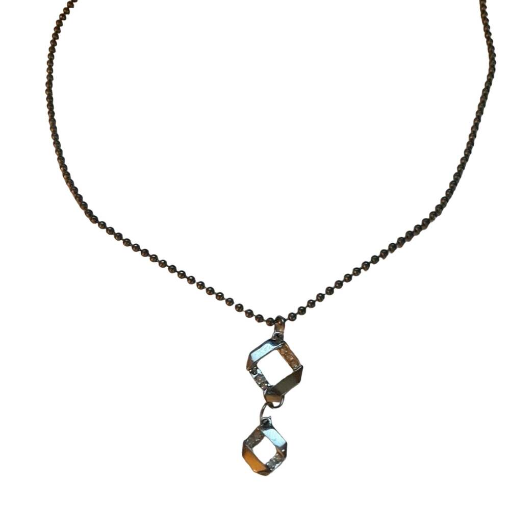 Hand Crafted Ball Chain Silver Rhinestone Pendant - Picture 2 of 3